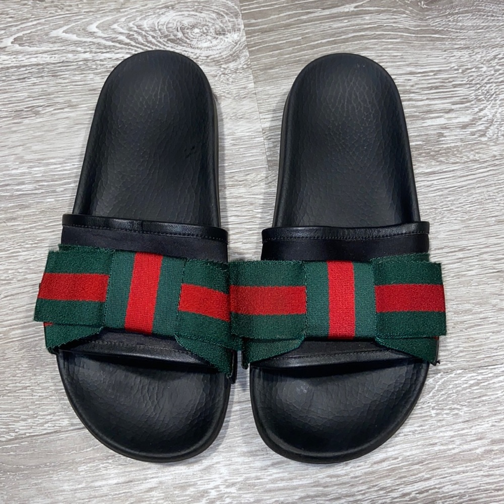 Gucci Red Green Bow Accent Slides 39 9